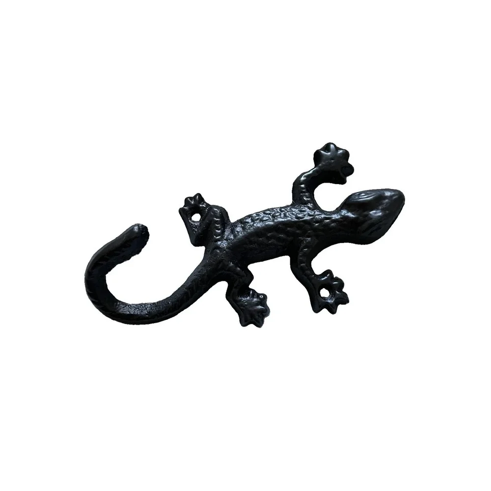 Cast Iron Gecko Wall Hook Rustic Lizard Decor Coat Key Towel Garden Hanger